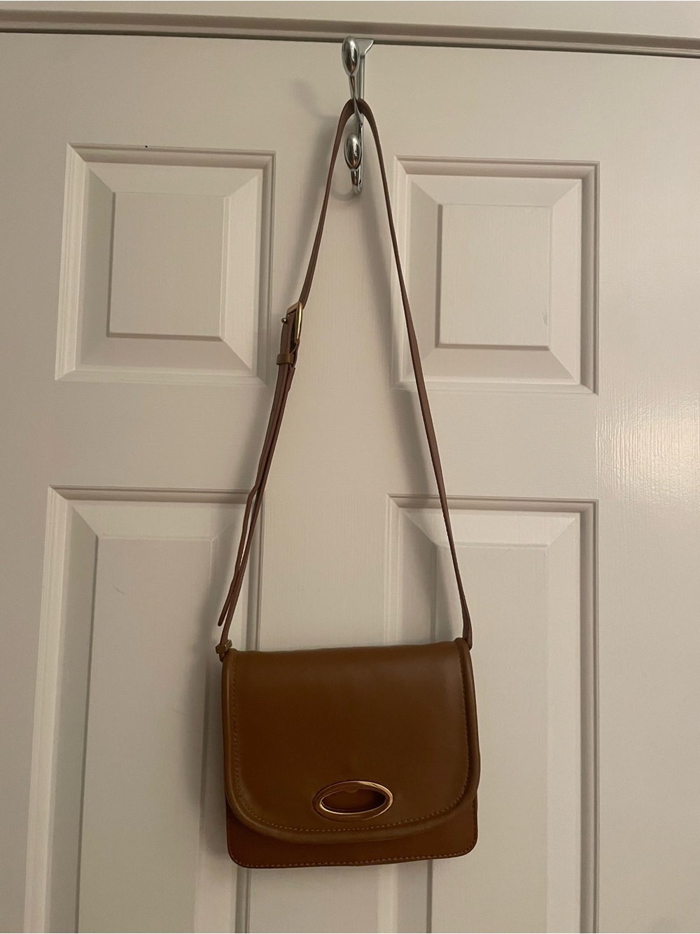 Zara Tan Brown Leather Crossbody Bag